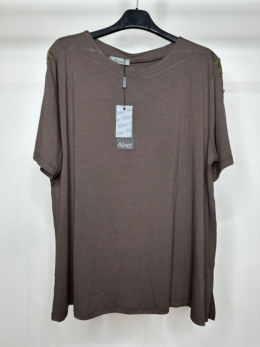 Maglia con Bottoni su Maniche - Marrone/Nero
