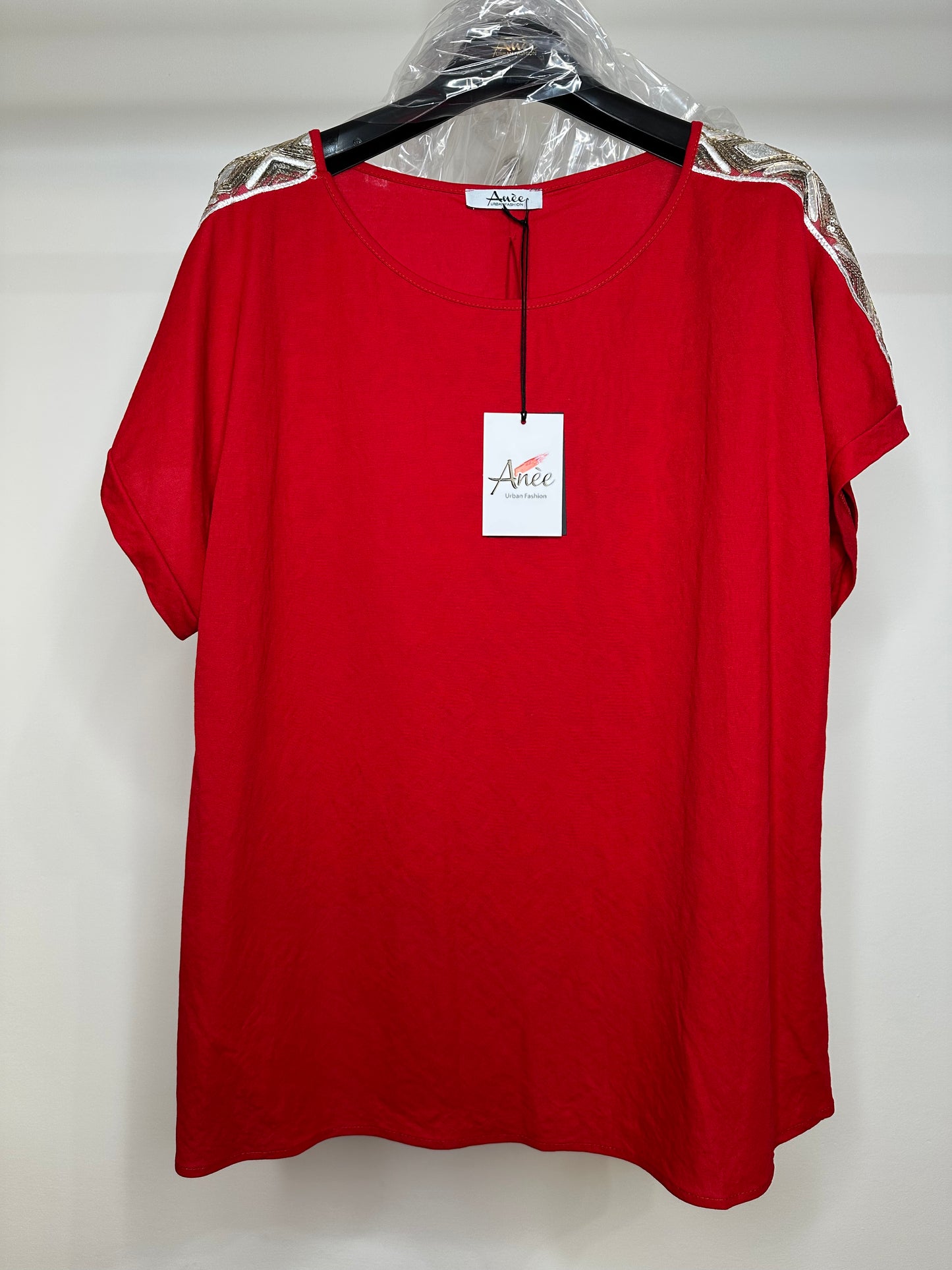 Maglietta Calibrata di Lino - Rosso/Blu/Bianco
