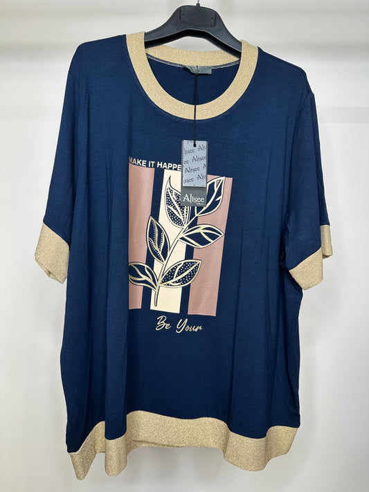 Maglia Calibrata con Disegno - Blu/Nero/Beige