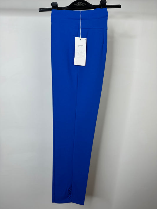 Pantaloni con Bottoncini alla Caviglia, Moda Più - Cobalto/Nero/Blu