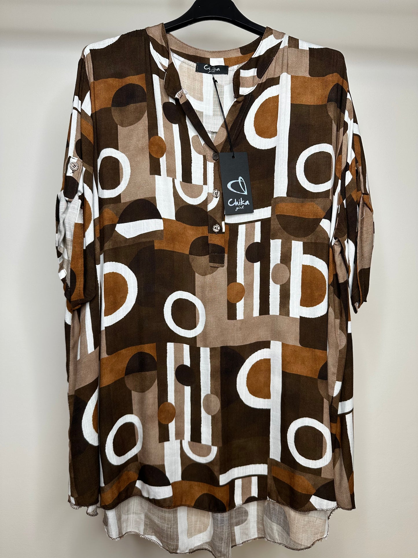 Camicia Over Fantasia - Tabacco/Blu