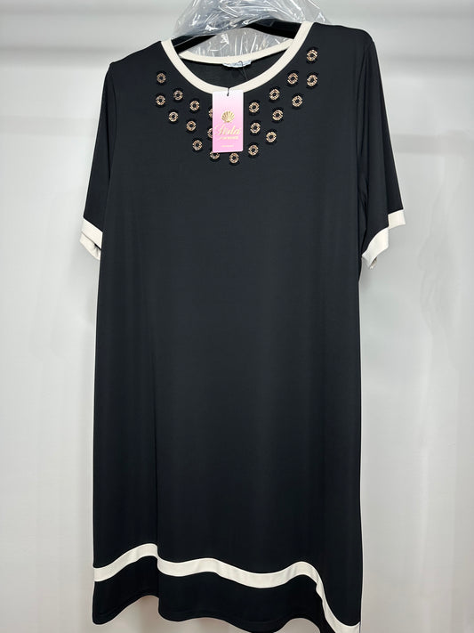 Vestito Calibrato con Brillantini - Nero