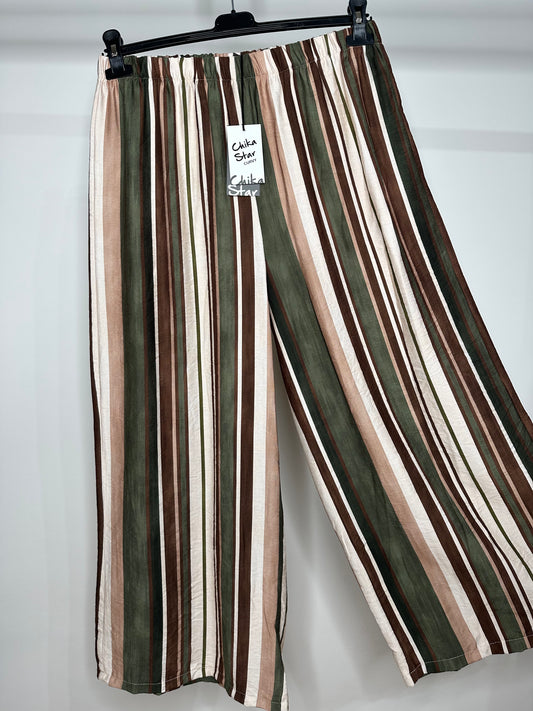 Pantaloni a Righe - Verde/Blu/Marrone