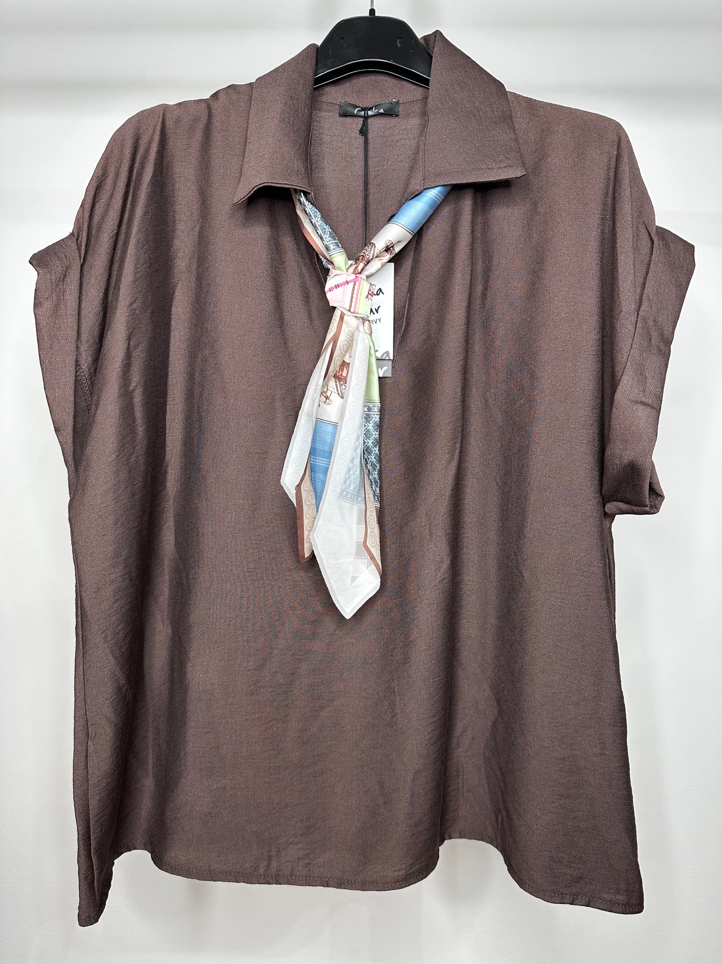 Casacca con Foulard - Verde/Marrone/Beige