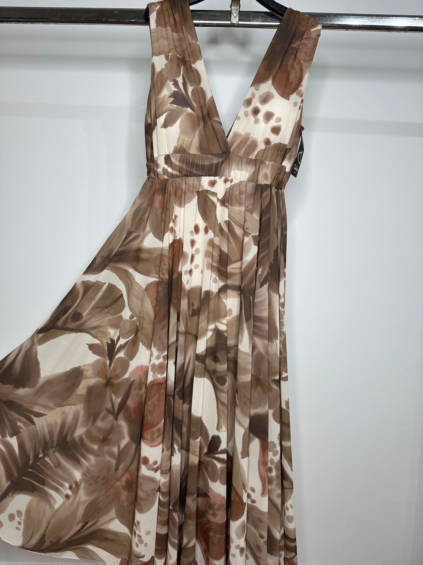 Vestito Lungo di Georgette - Marrone/Blu