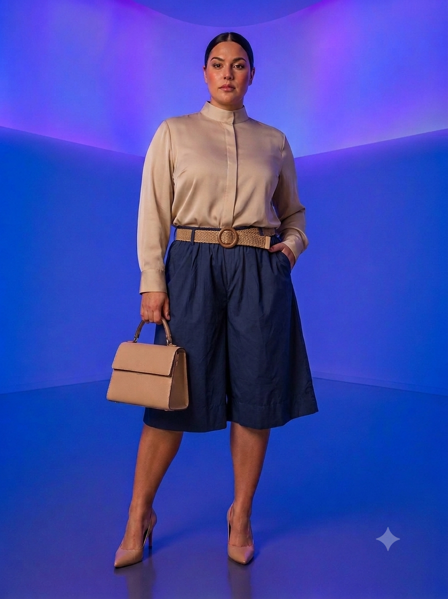 Pantaloncini Over con Cintura - Verde/Beige/Nero/Blu/Marrone