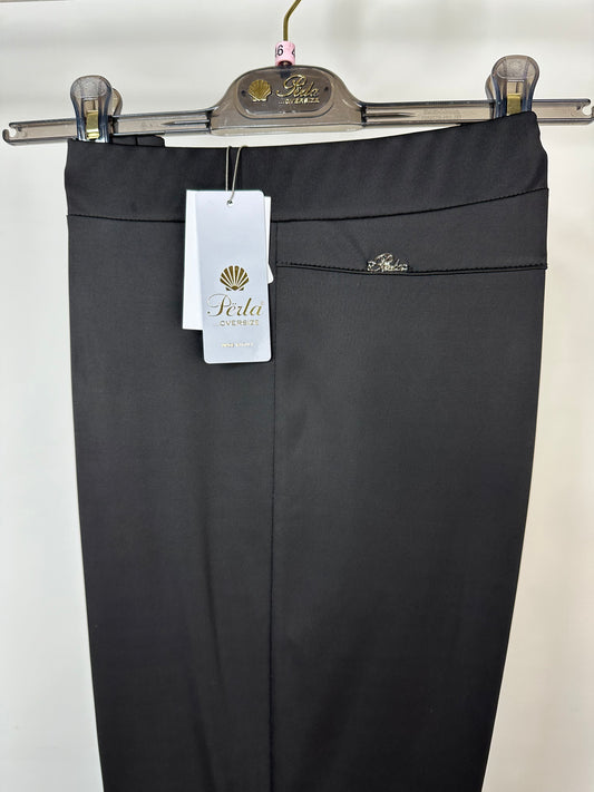 Pantaloni di Viscosa con Placchetta, Perla - Nero/Blu
