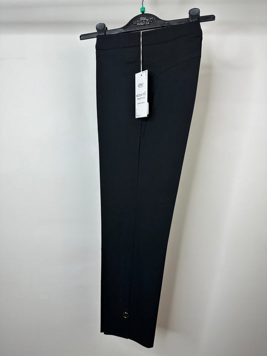 Pantaloni con Bottoni alla Caviglia, Elastici in Vita, Moda Più - Blu/Nero