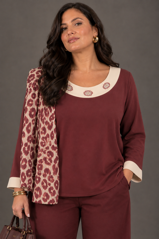 Maglia con Foulard - Bordeaux