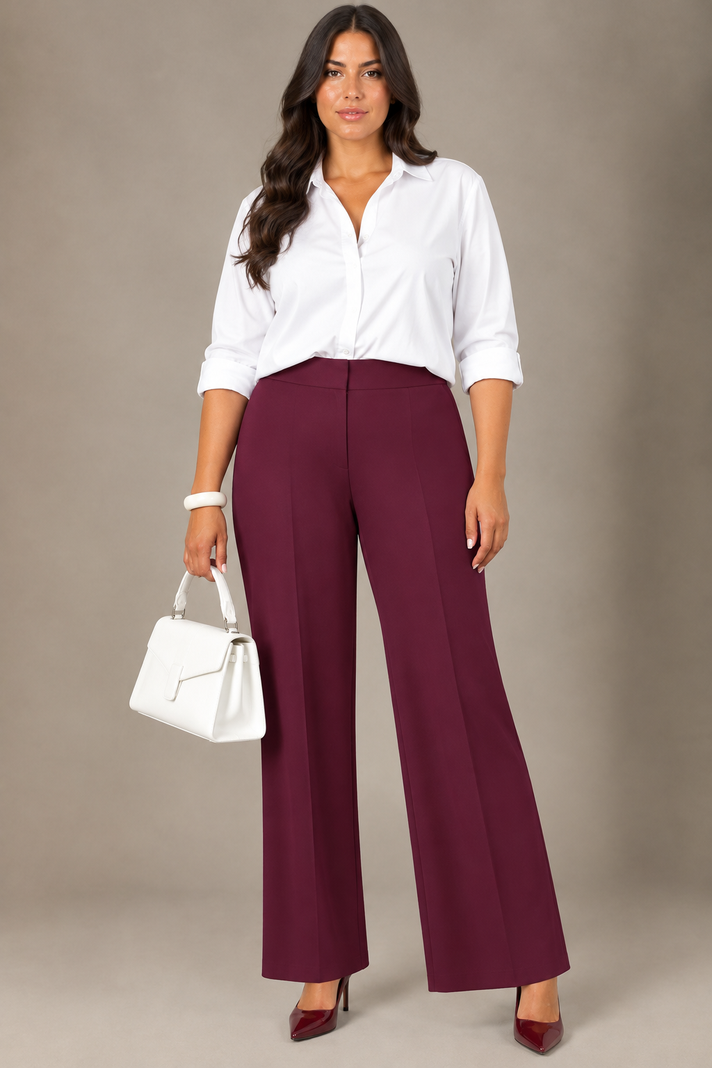 Pantaloni a Palazzo - Bordeaux/Nero/Marrone