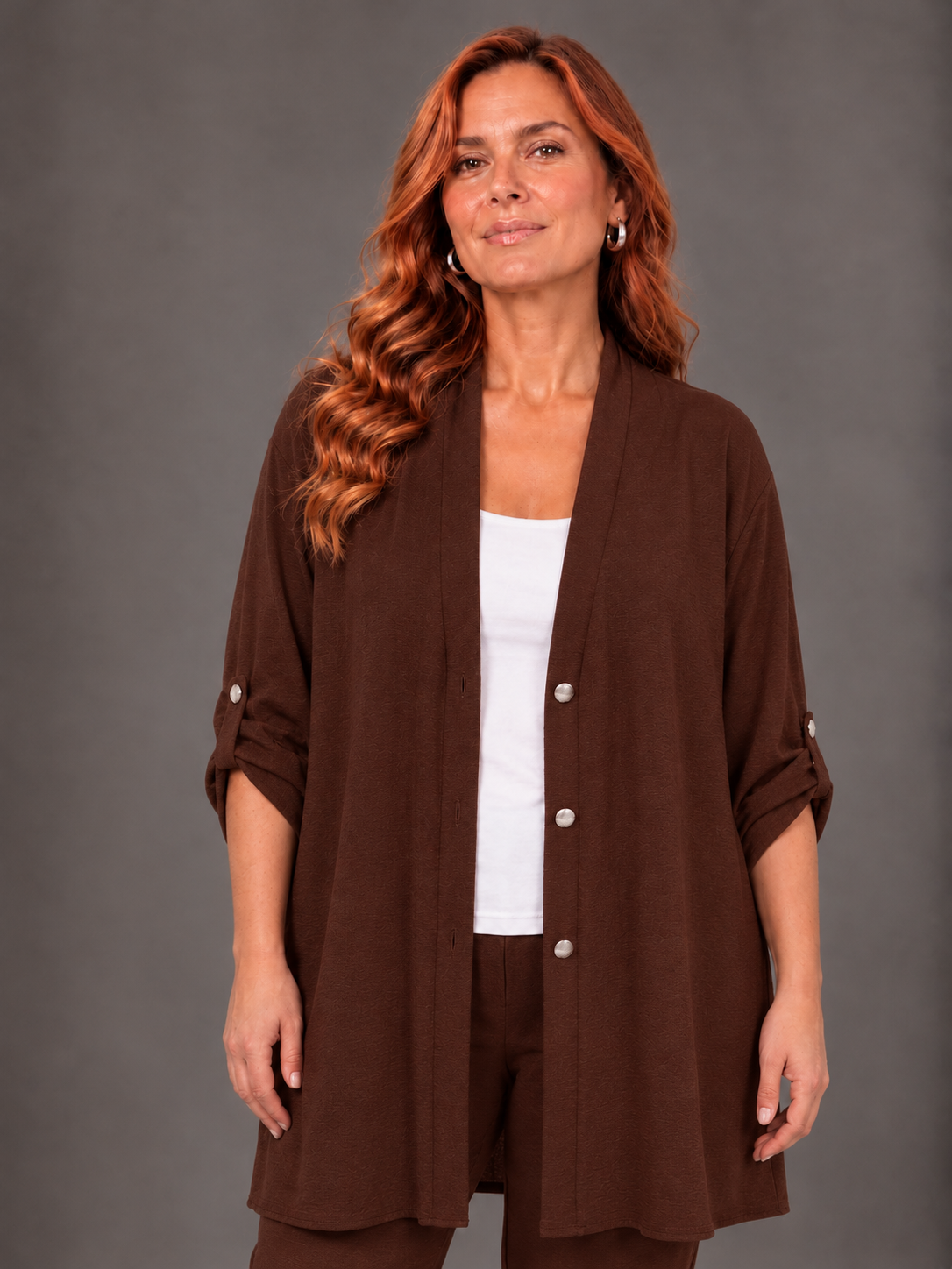 Cardigan con bottoni - Nero/Marrone/Rosso/Verde/Blu