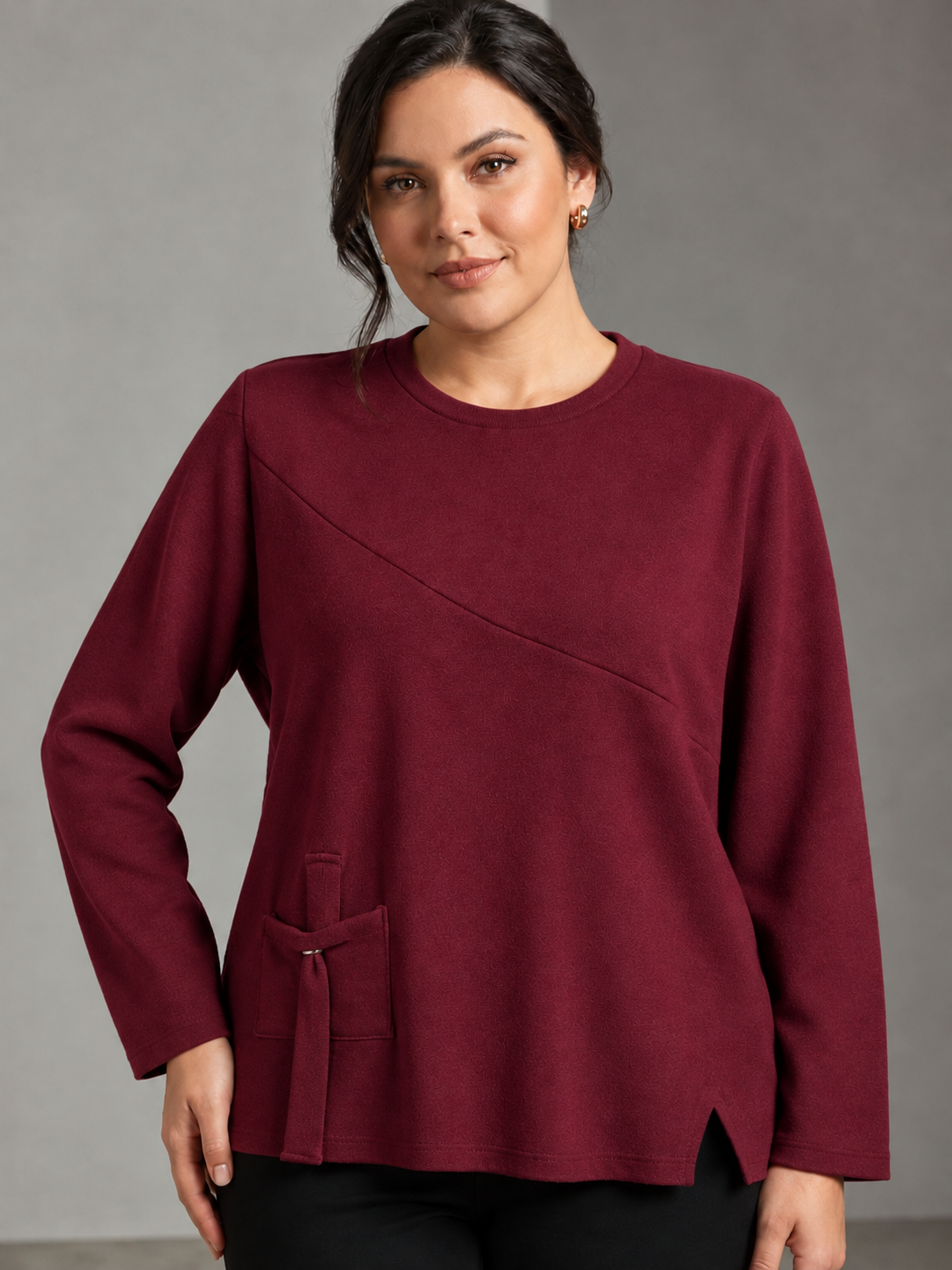 Maglia con dettaglio - Marrone/Nero/Bordeaux
