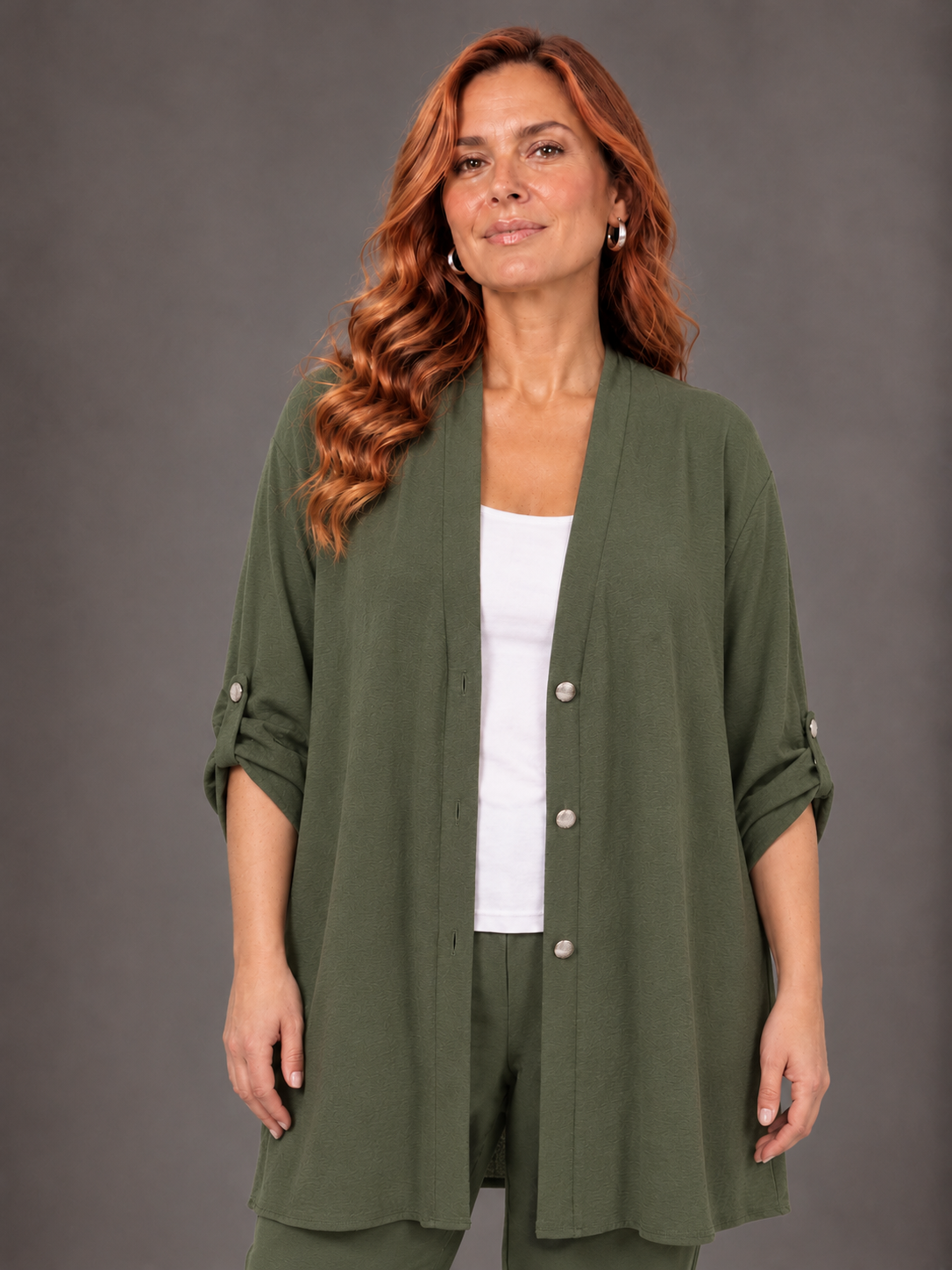 Cardigan con bottoni - Nero/Marrone/Rosso/Verde/Blu