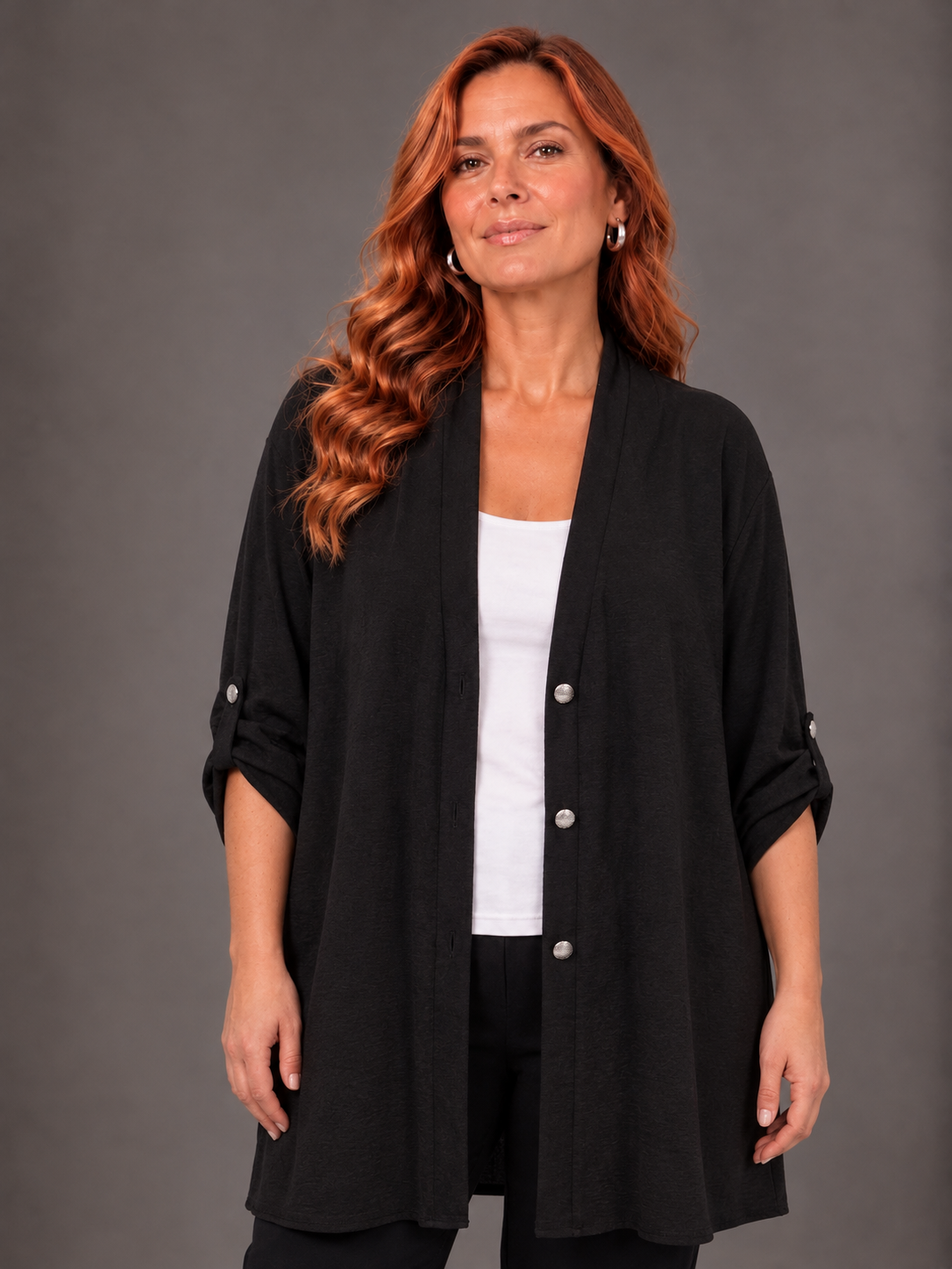 Cardigan con bottoni - Nero/Marrone/Rosso/Verde/Blu