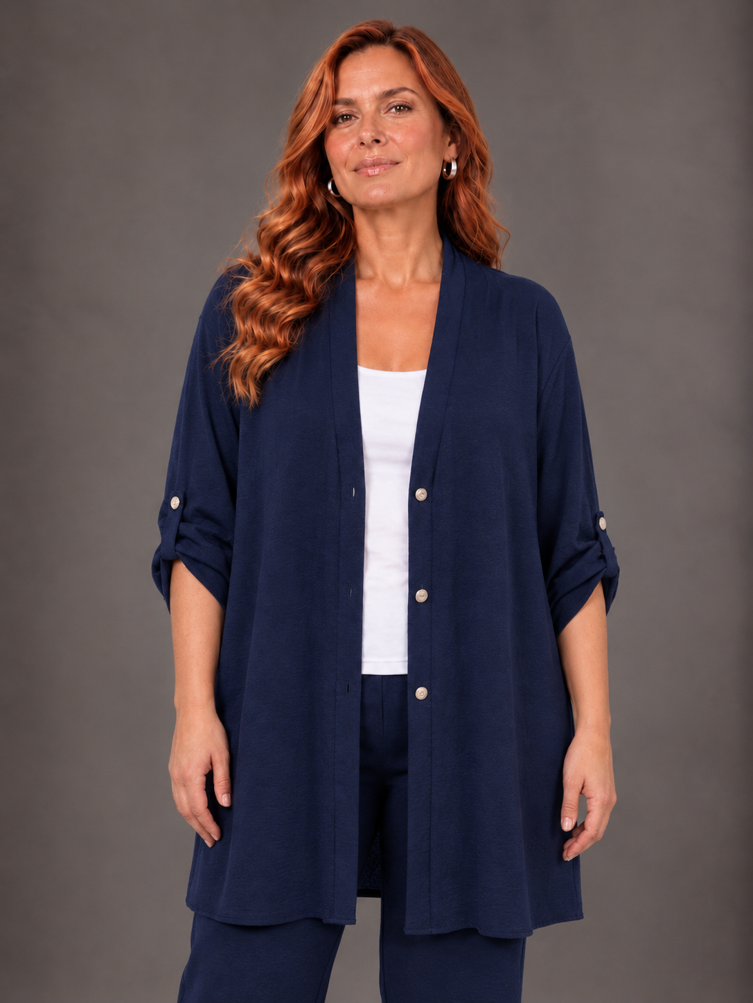 Cardigan con bottoni - Nero/Marrone/Rosso/Verde/Blu