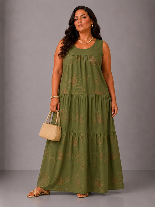 Vestito Lungo - Verde/Marrone