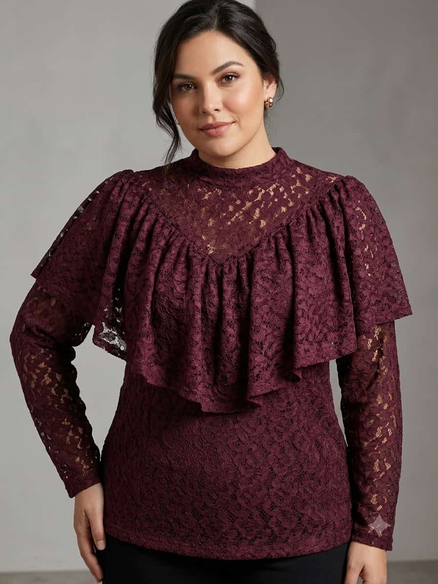 Maglia di pizzo - Bordeaux/ Nero/ Marrone/ Verde