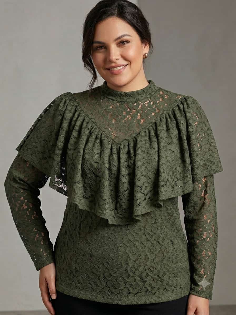 Maglia di pizzo - Bordeaux/ Nero/ Marrone/ Verde