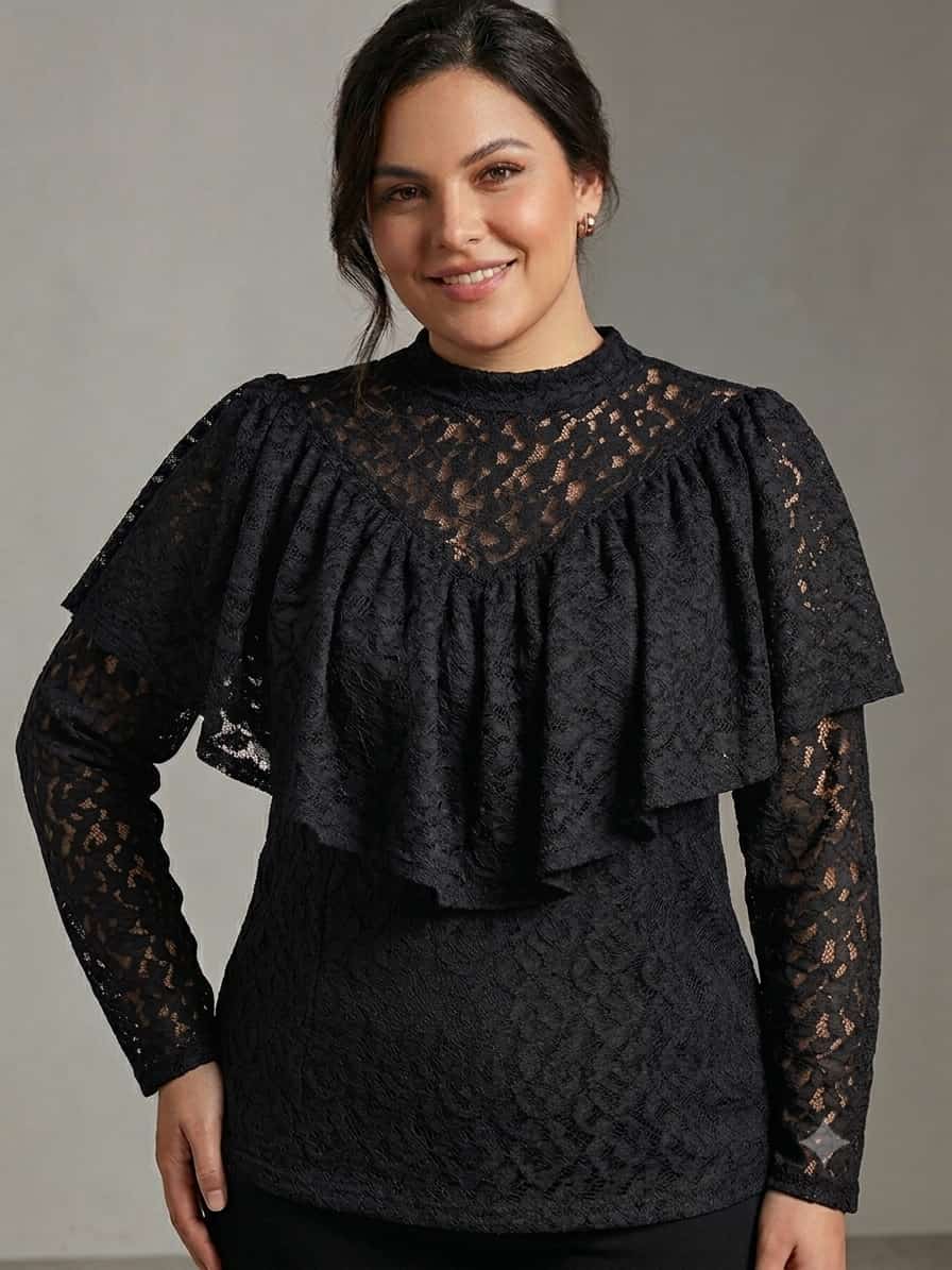 Maglia di pizzo - Bordeaux/ Nero/ Marrone/ Verde