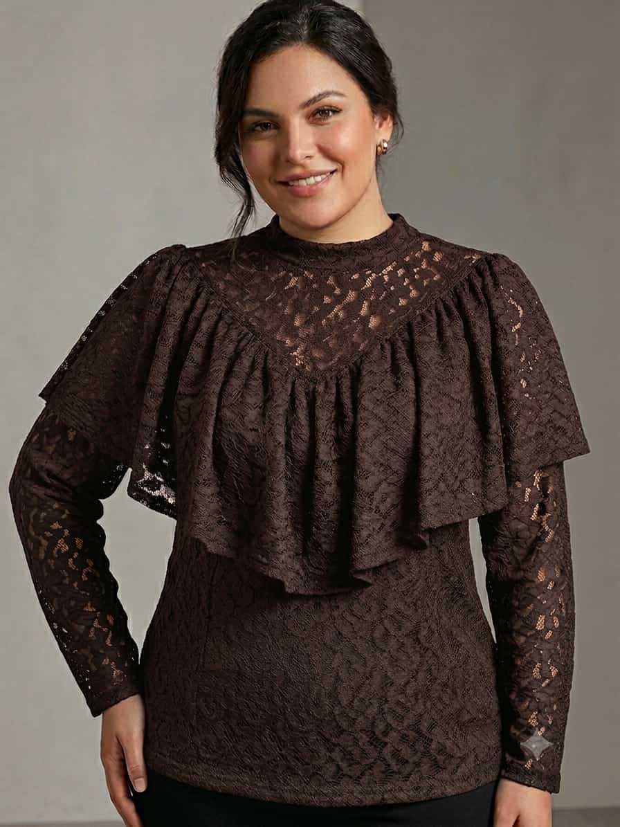 Maglia di pizzo - Bordeaux/ Nero/ Marrone/ Verde