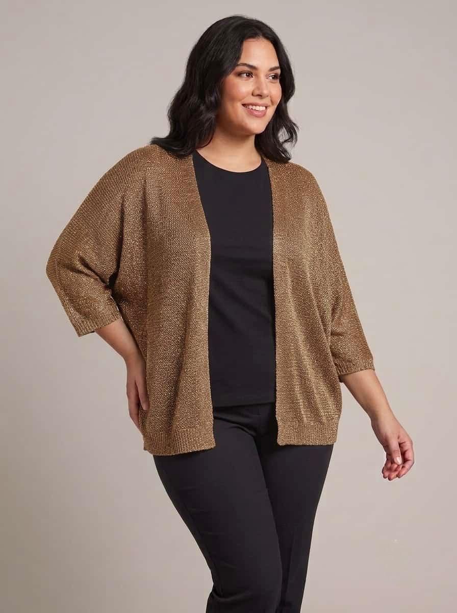 Maglia aperta - Beige/Nero/Oro/Marrone