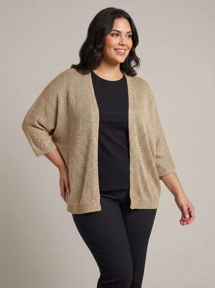 Maglia aperta - Beige/Nero/Oro/Marrone