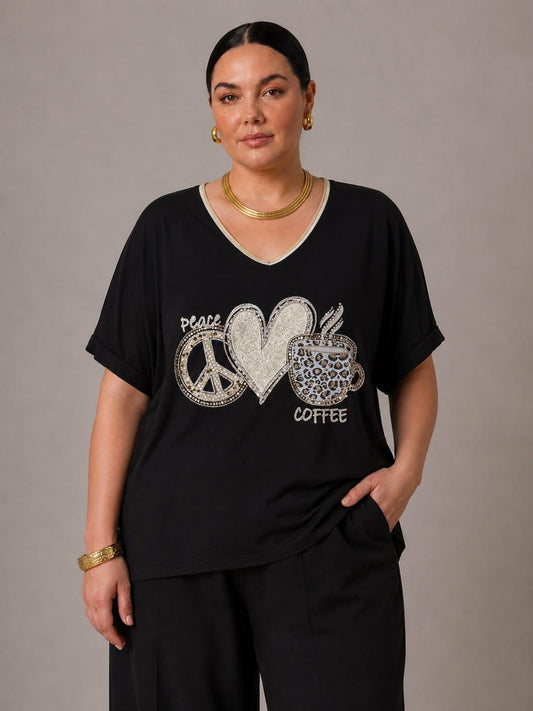 Maglia Cuore - Nero/Beige