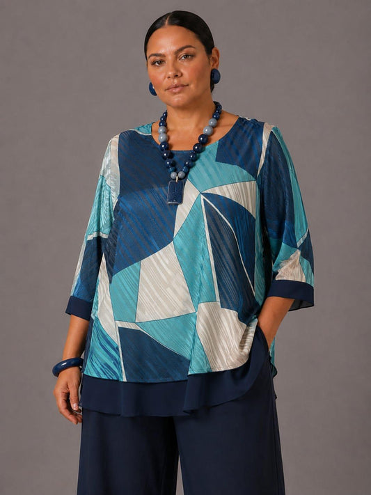 Casacca Fantasia con Collana, Lara Prince - Blu