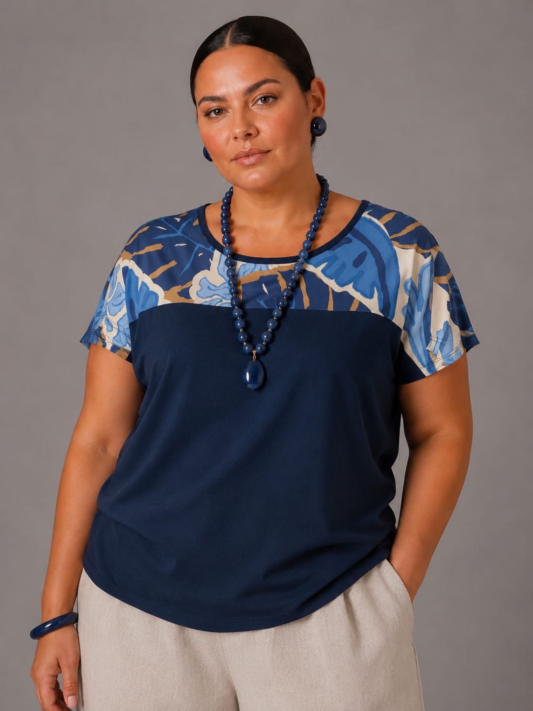 Maglia Over Fantasia - Marrone/Blu/Verde